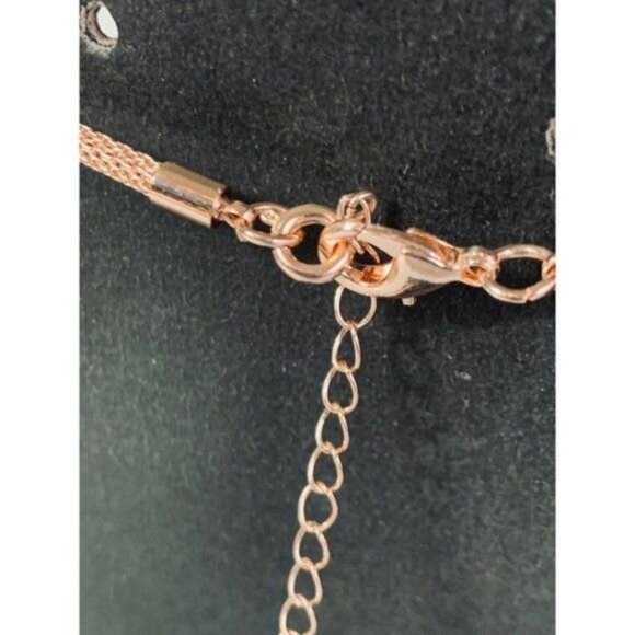 RMN Roman Flamingo Pendant Rose Gold Tone Mesh Choker Necklace - Picture 7 of 11